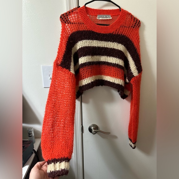 Urban Outfitters Kimchi Blue Striped Open Knit Cropped - Picture 2 of 8